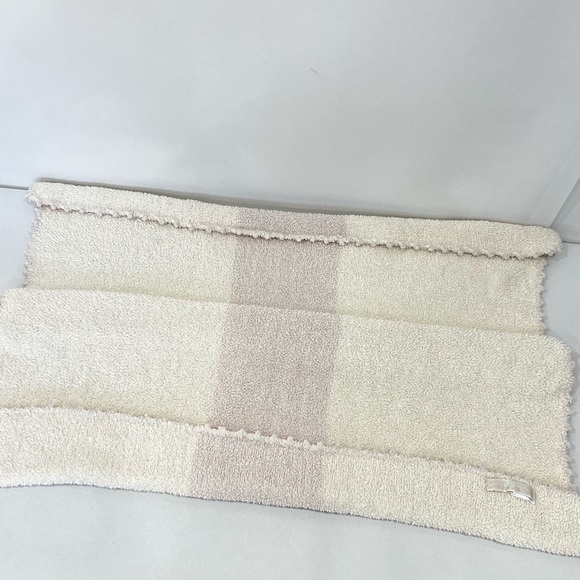 Barefoot Dreams Cozy Chic Stripe Receiving Blanket Cream Blush Pink Style# 517 - Picture 9 of 9